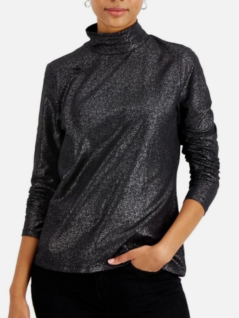 Charter Club Shimmery Mock Neck Top